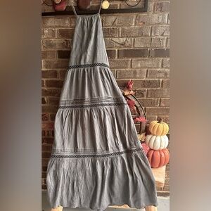 🌎 Halter Brunching charcoal Maxi Dress Lg Adjustable Lined. Comfortable - Boho